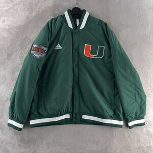 Adidas Miami Hurricanes Puffer Jacket Mens Size 2XL Green Team Issued Varsity
